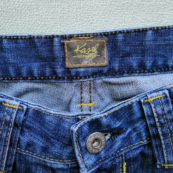 Kasil by David Lim Womens Distressed Worn Destructed Boot Fit Blue Jeans Size 30 - Picture 3 of 8